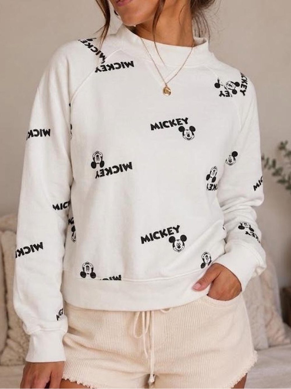 Disney Mickey Mouse Allover Print Sweatshirt Medium